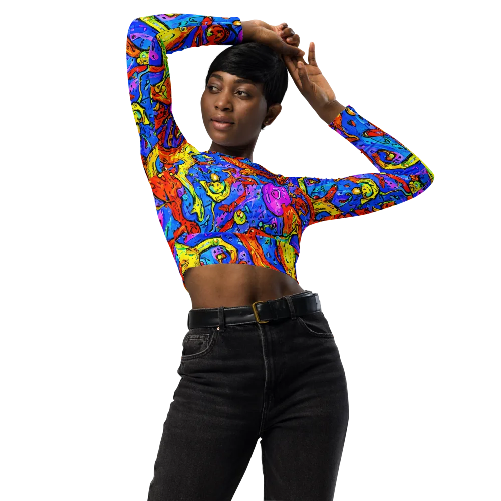 Chromatic Shoal on Long Sleeve Crop Top — Front