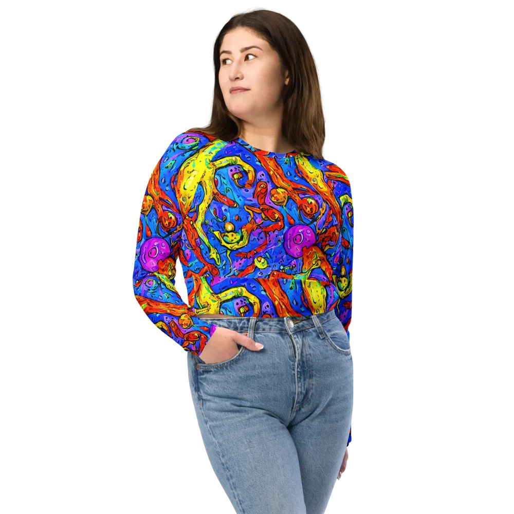 Chromatic Shoal on Long Sleeve Crop Top — Front