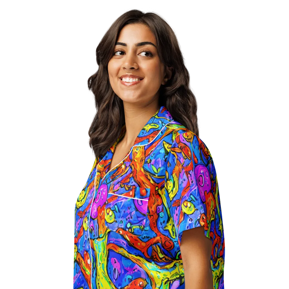 Chromatic Shoal on Women's Short Sleeve Pajama Top — Left Front