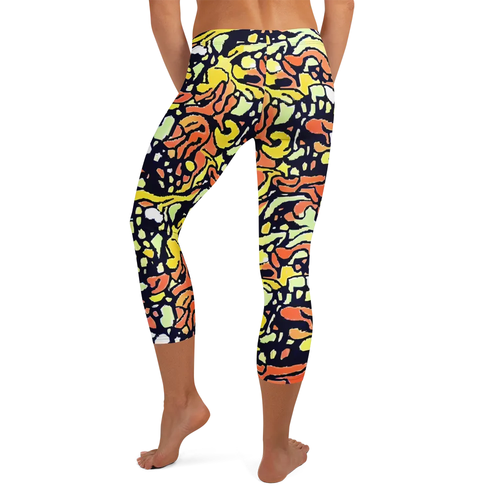 Neon Ink Safari on Capri Leggings — Back