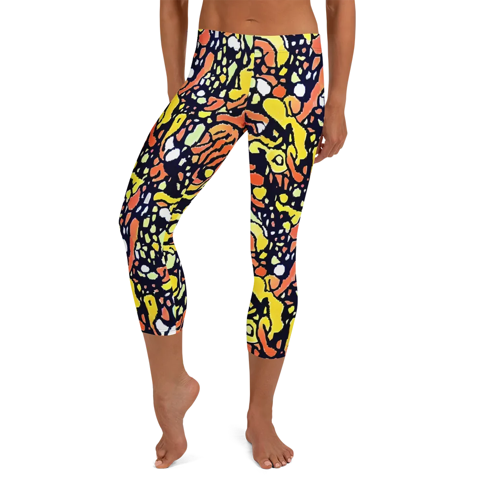 Neon Ink Safari on Capri Leggings — Front