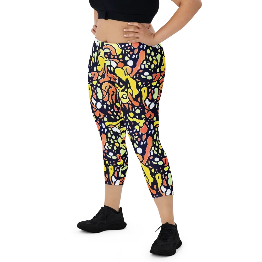 Neon Ink Safari on Capri Leggings — Front