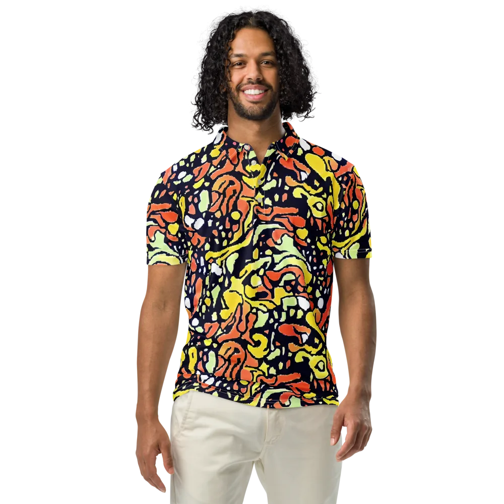 Neon Ink Safari on Men's Slim Fit Polo Shirt — Front
