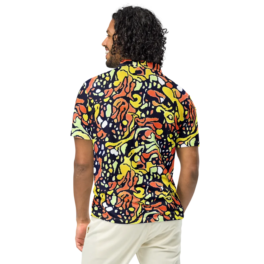 Neon Ink Safari on Men's Slim Fit Polo Shirt — Back