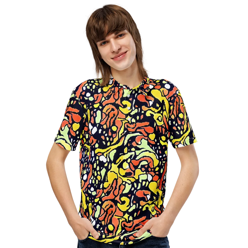 Neon Ink Safari on Men's Slim Fit Polo Shirt — Front
