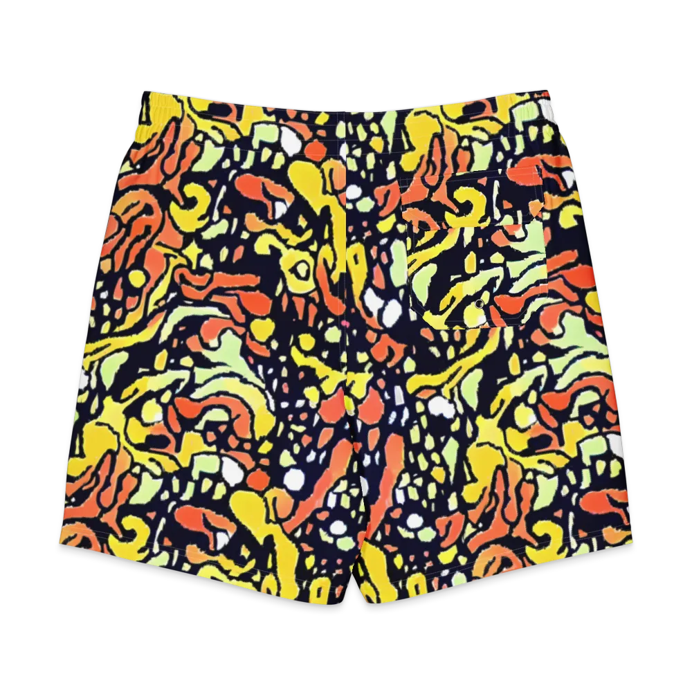 Neon Ink Safari on Men's Board Shorts — Back