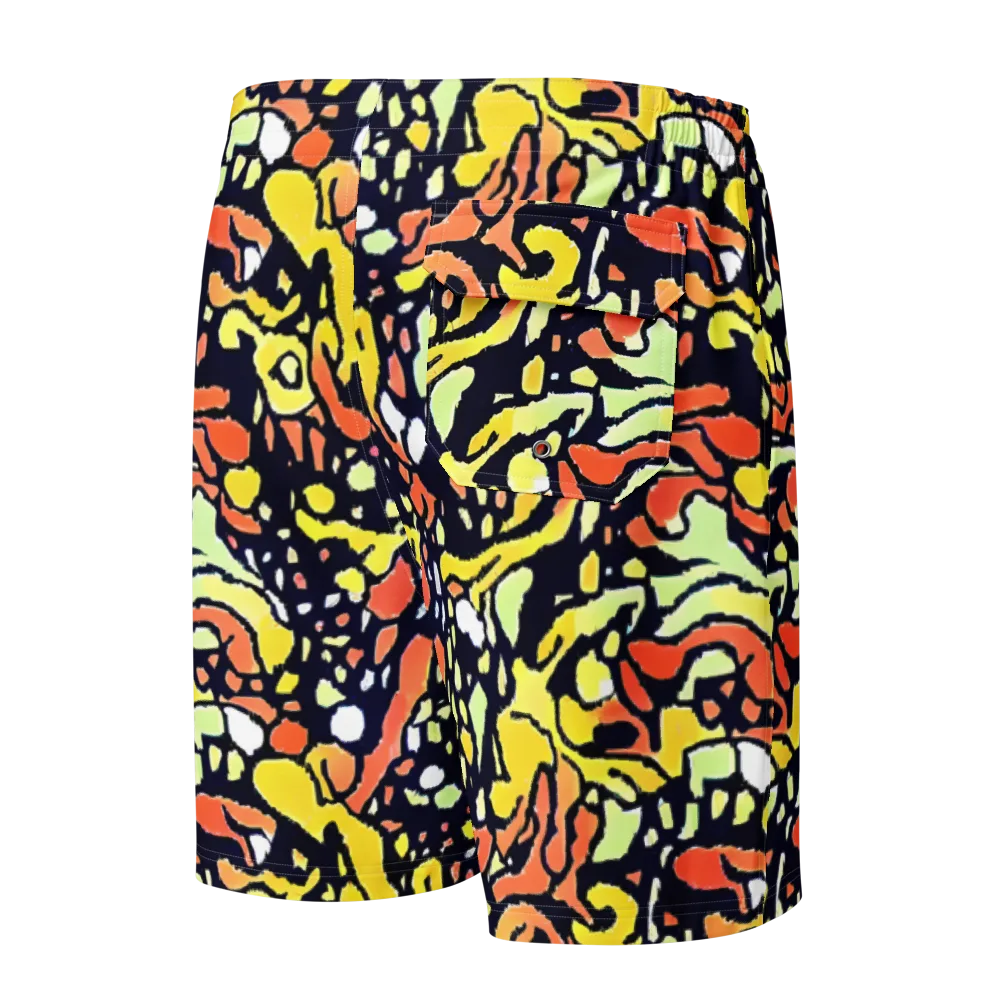 Neon Ink Safari on Men's Board Shorts — Back