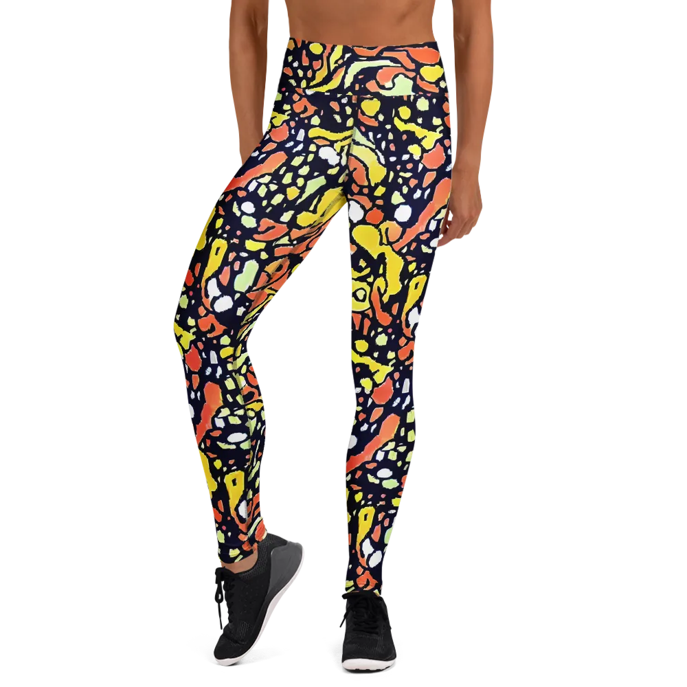 Neon Ink Safari on Yoga Leggings — Front