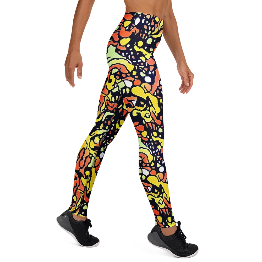 Neon Ink Safari on Yoga Leggings — Right