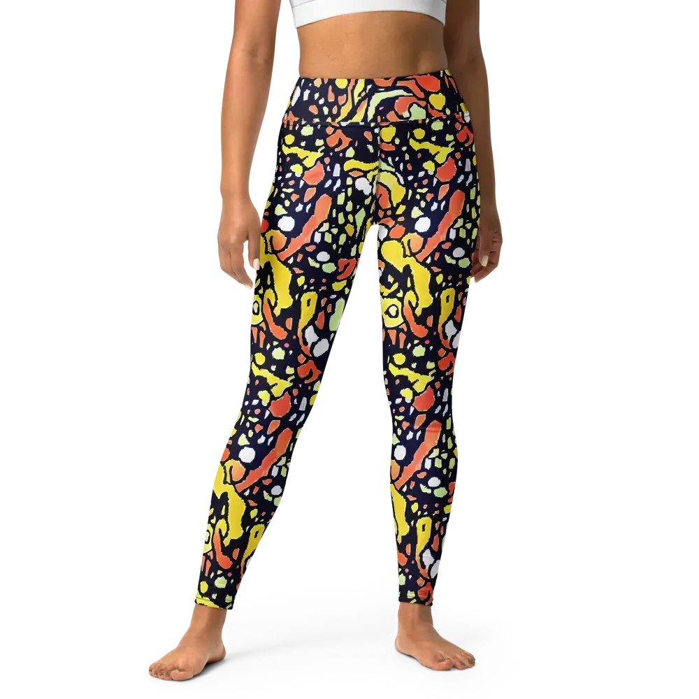 Neon Ink Safari on Yoga Leggings — Front