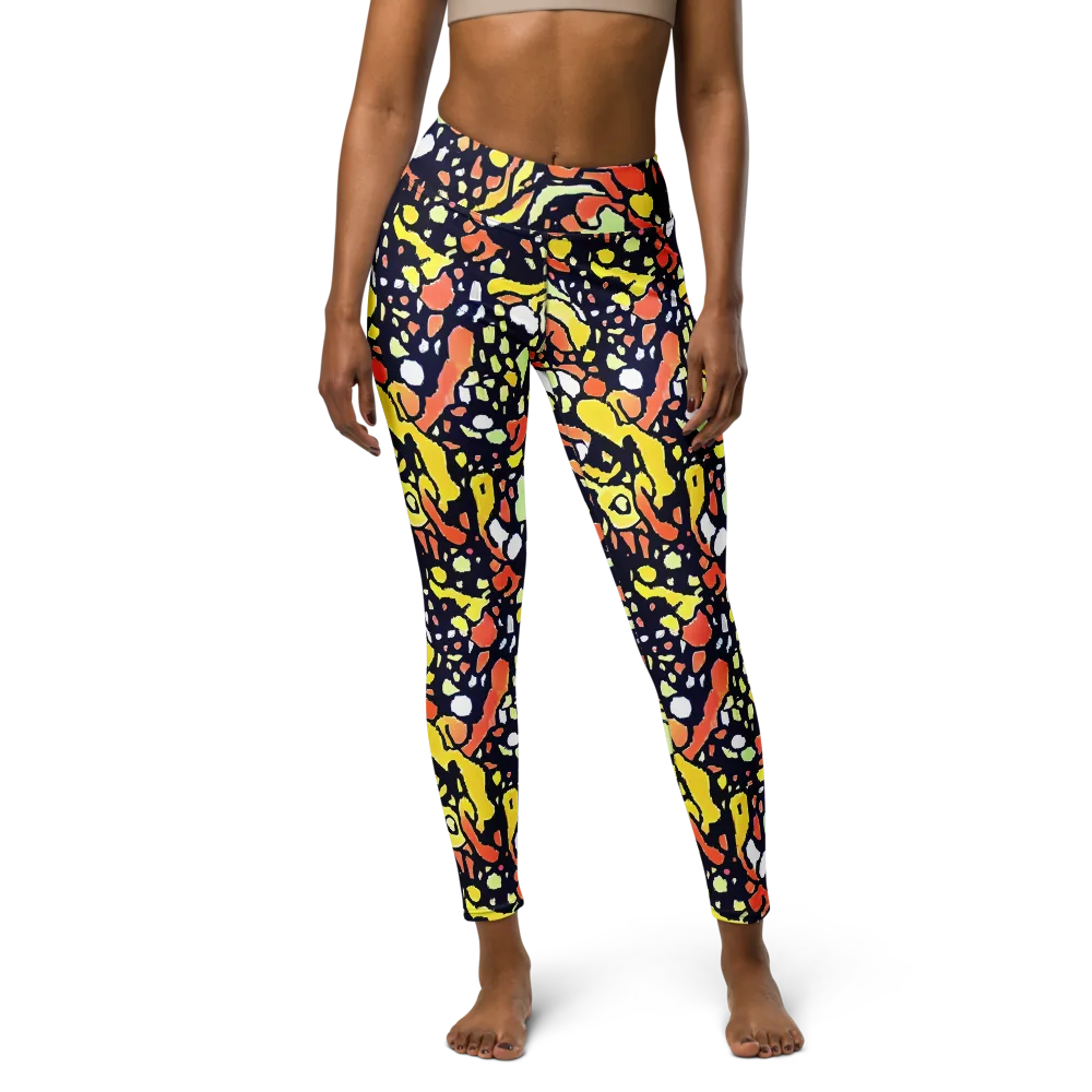 Neon Ink Safari on Yoga Leggings — Front