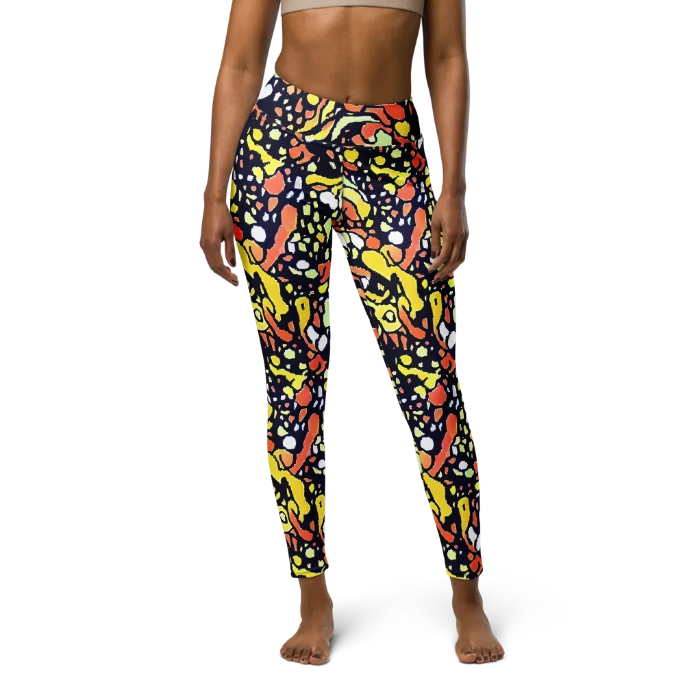 Neon Ink Safari on Yoga Leggings — Front
