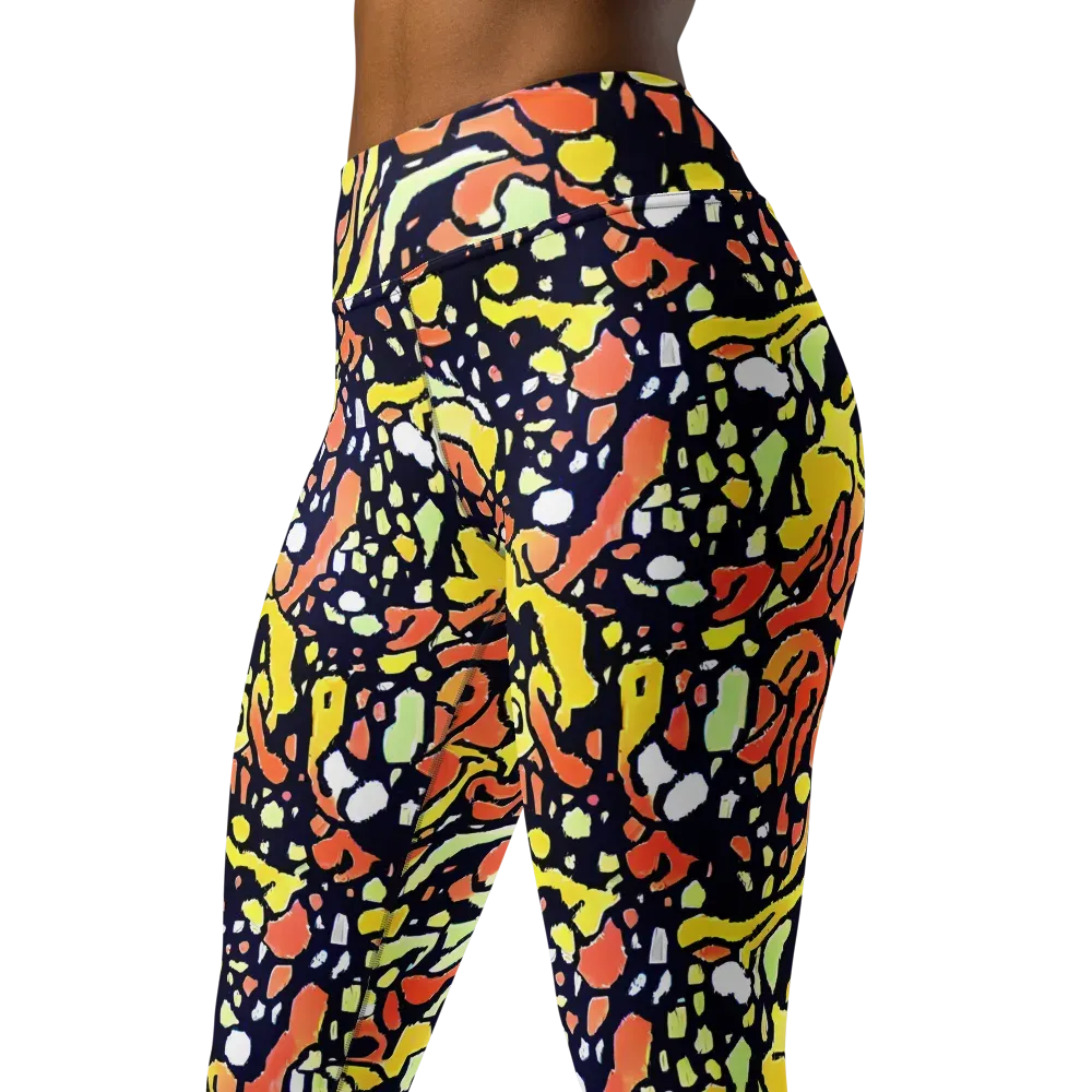 Neon Ink Safari on Yoga Leggings — Left Front