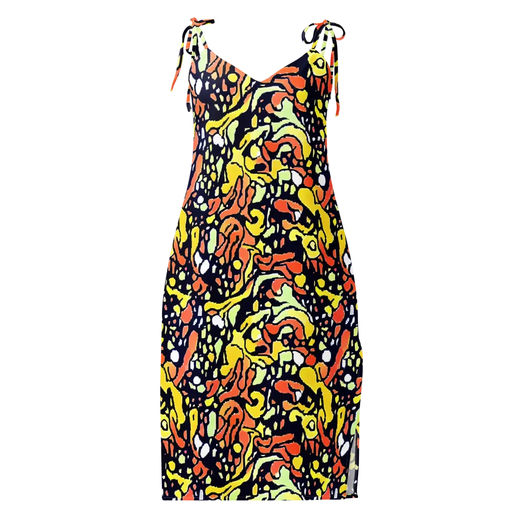 Neon Ink Safari on Slip Dress — Front