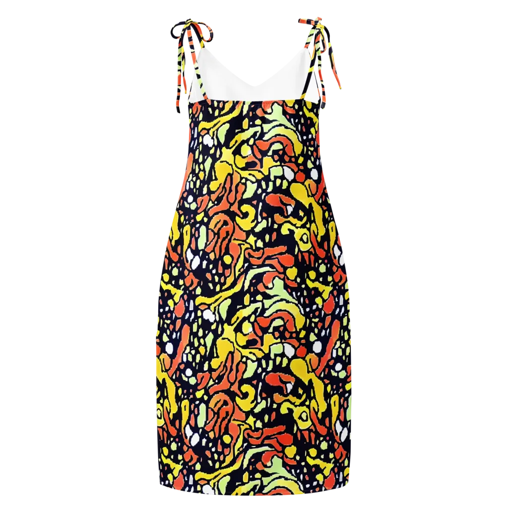Neon Ink Safari on Slip Dress — Back
