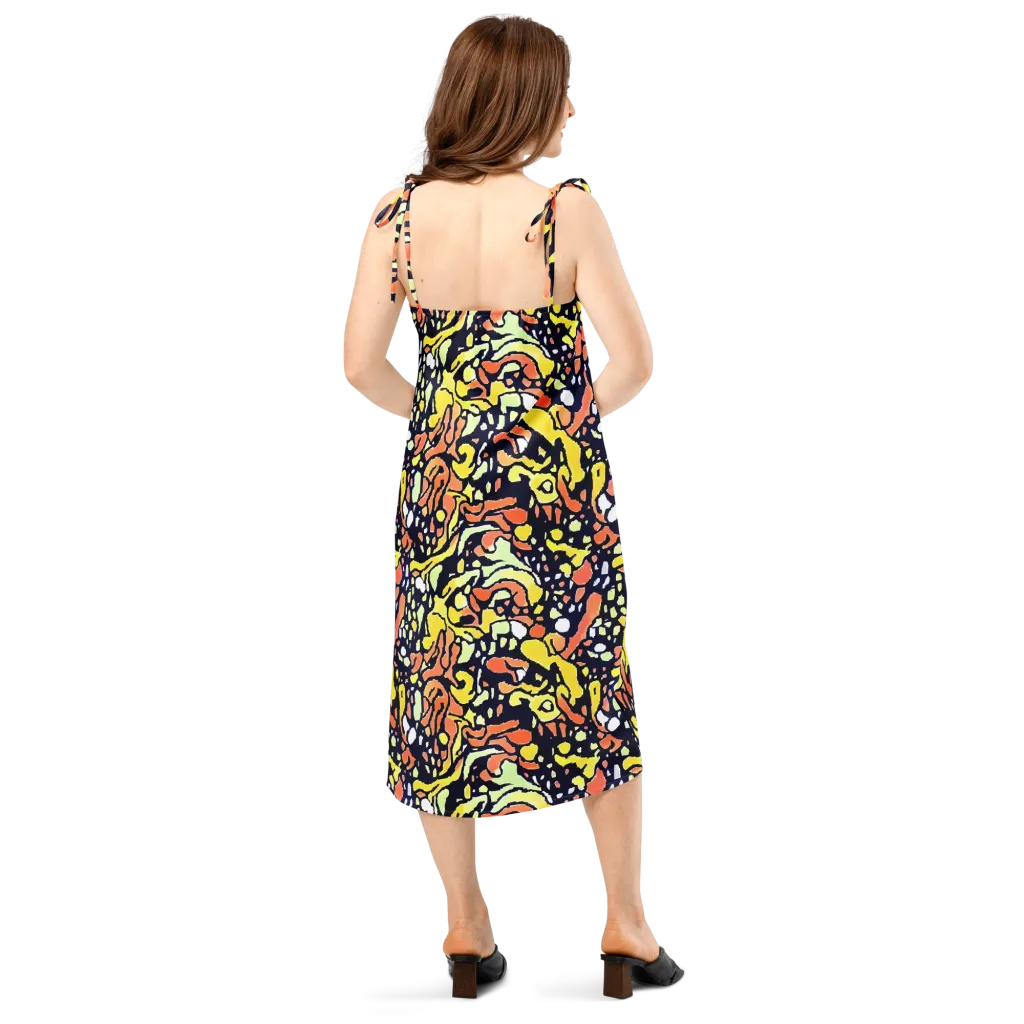Neon Ink Safari on Slip Dress — Back