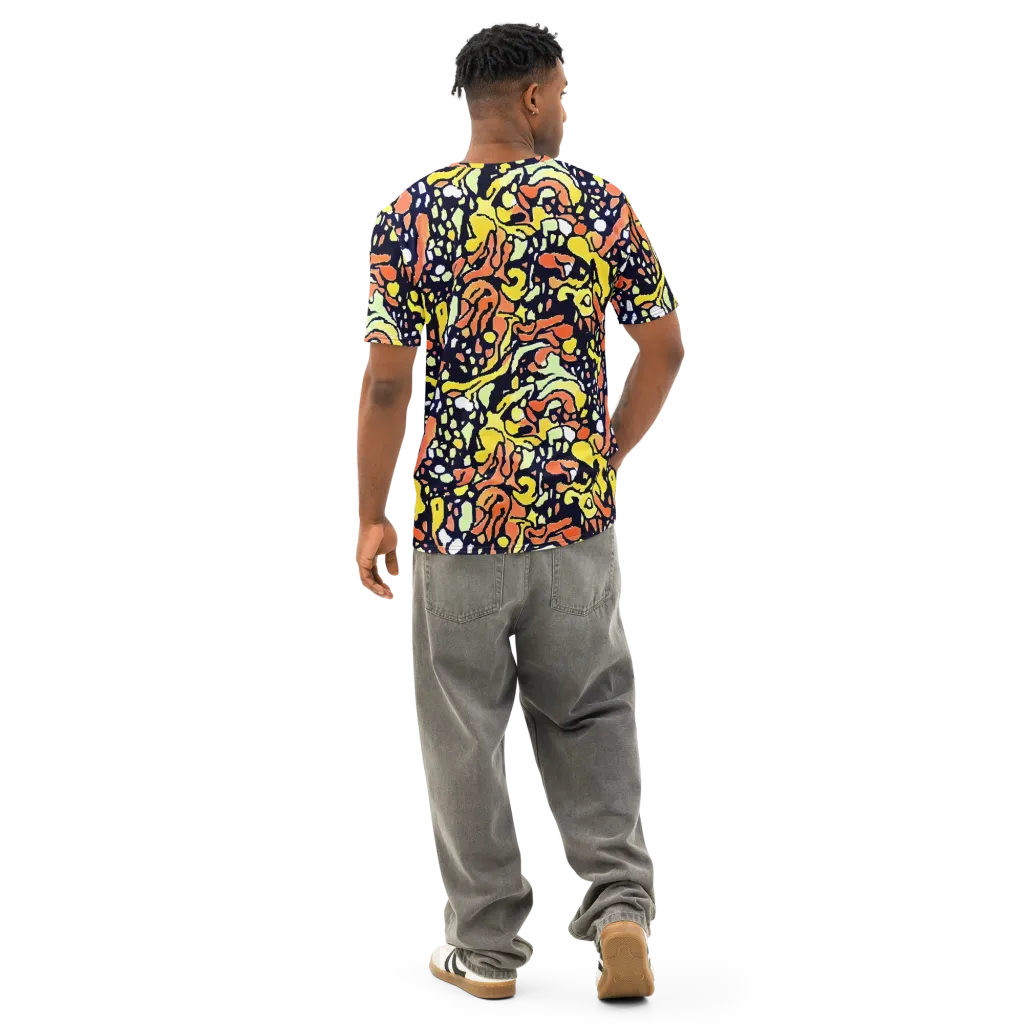 Neon Ink Safari on Men's Cotton Crew Neck T-Shirt — Back