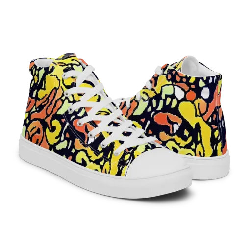 Neon Ink Safari on a Men's High Top Canvas Shoes
