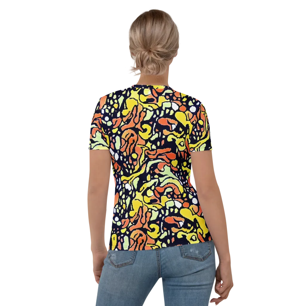 Neon Ink Safari on Women's Crew Neck T-Shirt — Back
