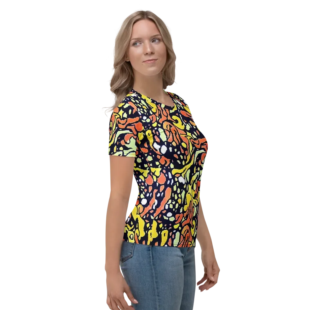 Neon Ink Safari on Women's Crew Neck T-Shirt — Right