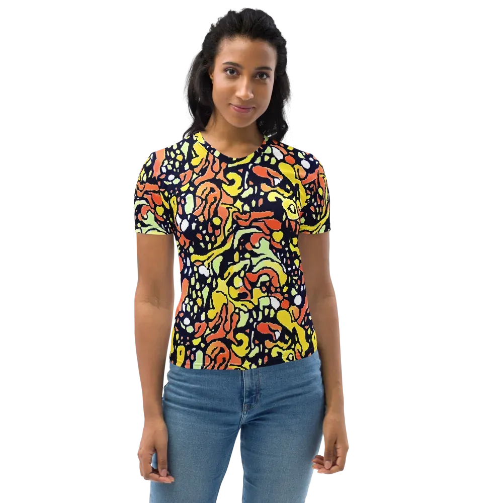 Neon Ink Safari on Women's Crew Neck T-Shirt — Front