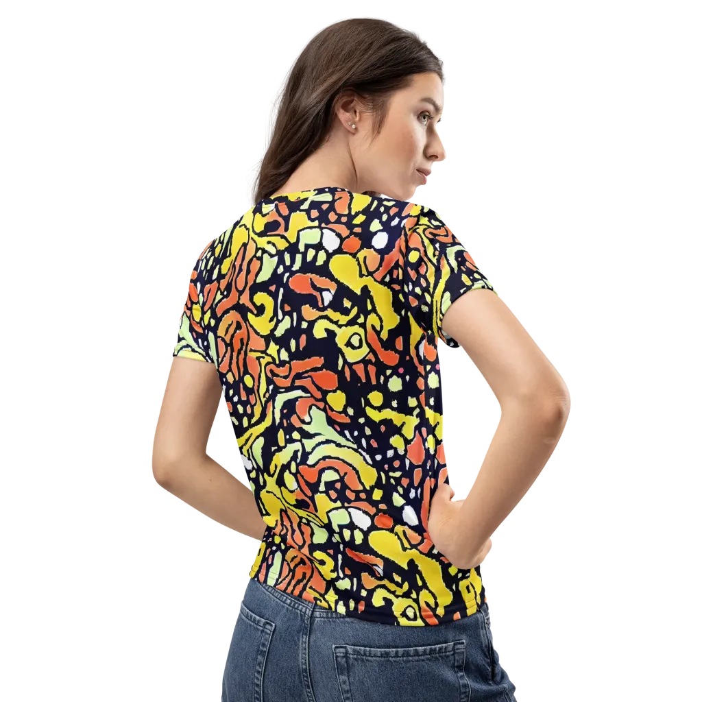 Neon Ink Safari on Women's Crew Neck T-Shirt — Back