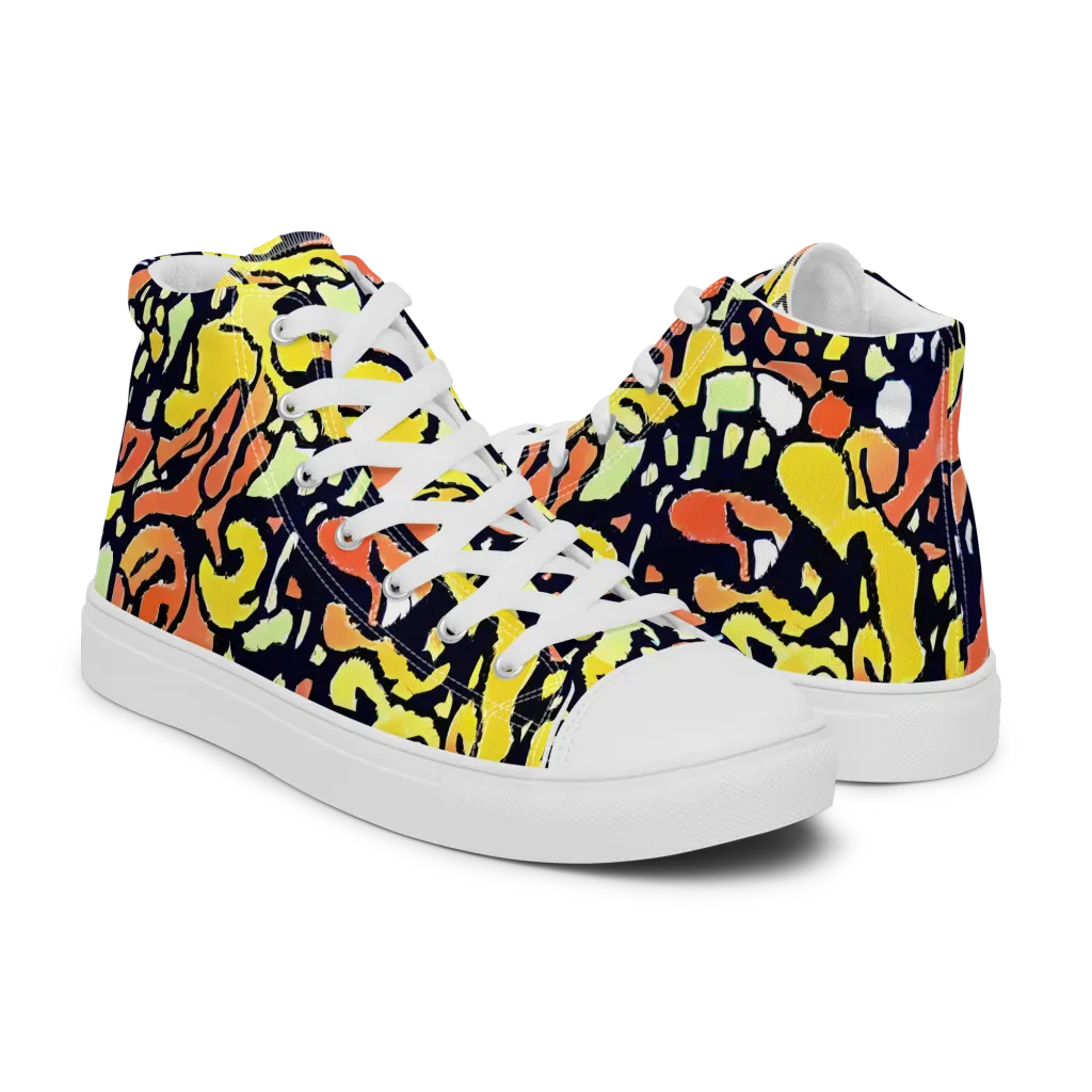 Neon Ink Safari on Women's High Top Canvas Shoes — Right