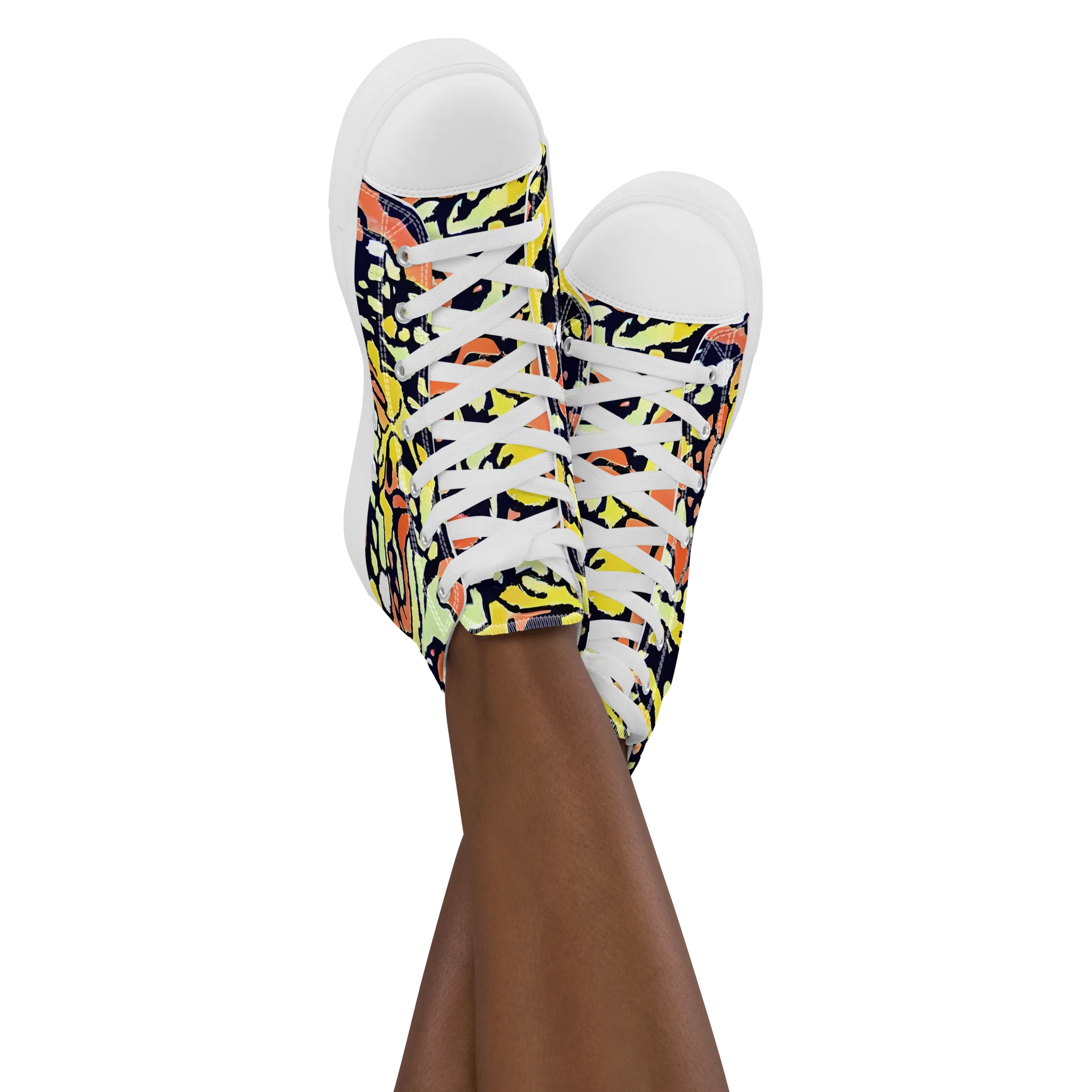 Neon Ink Safari on Women's High Top Canvas Shoes — Front