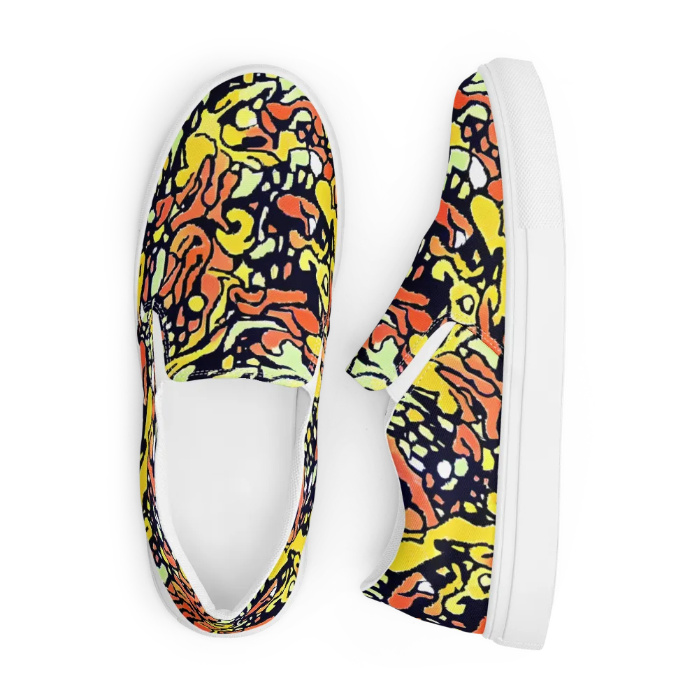 Neon Ink Safari on Men's Slip-On Canvas Shoes — Front