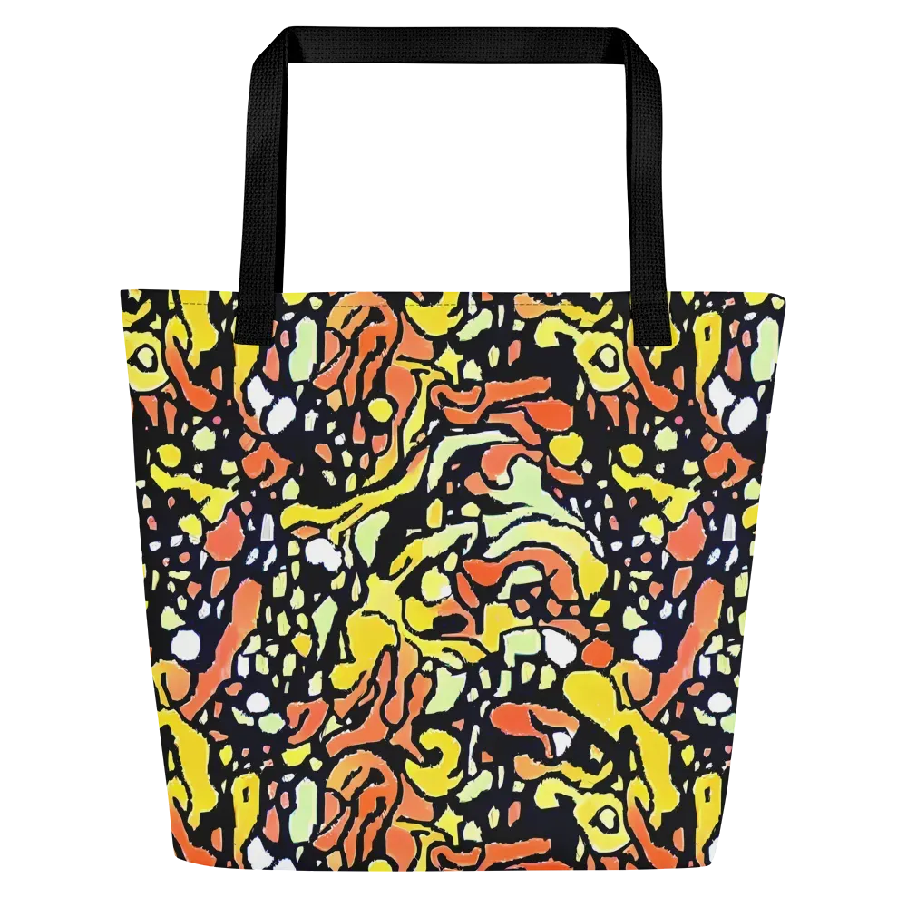 Neon Ink Safari on Large Tote Bag W/ Pocket — Front