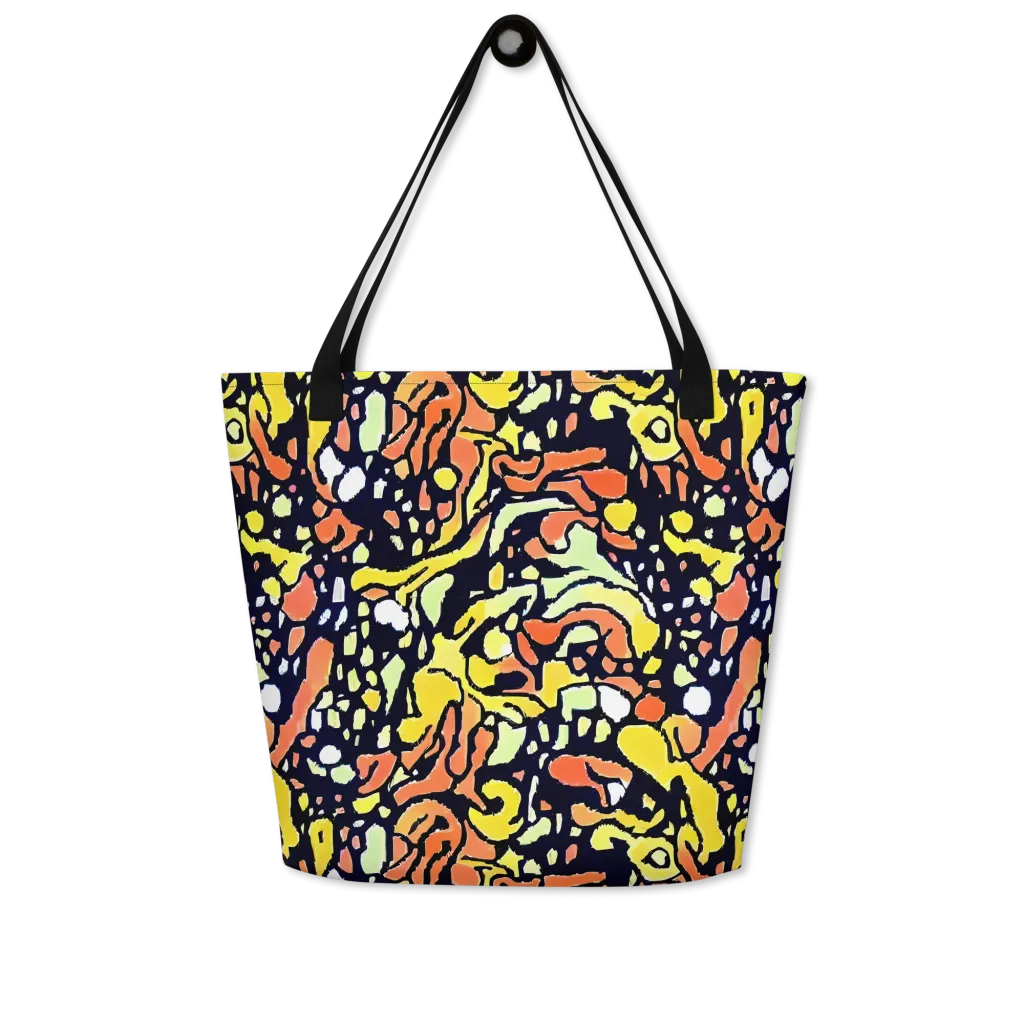 Neon Ink Safari on Large Tote Bag W/ Pocket — Front