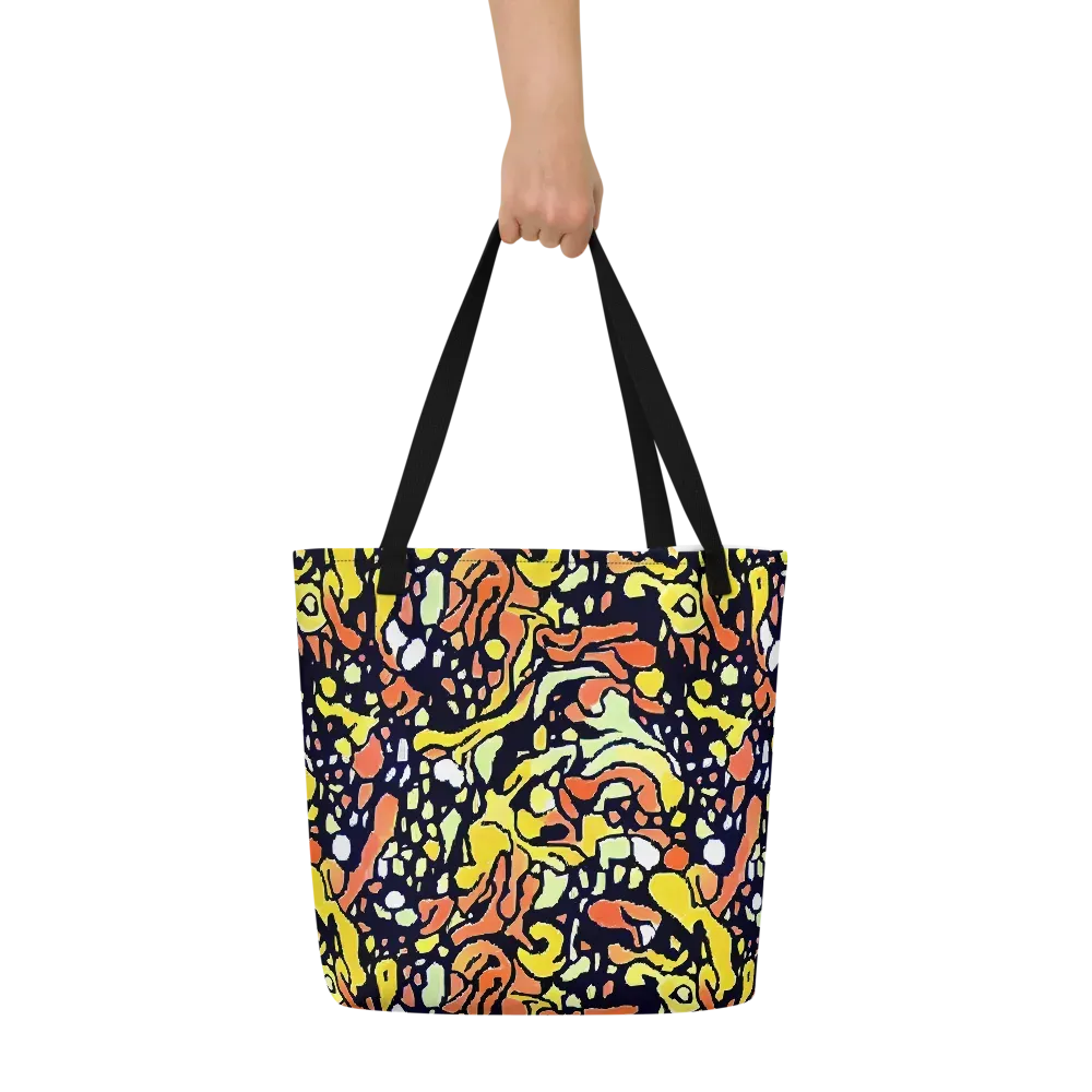 Neon Ink Safari on Large Tote Bag W/ Pocket — Front