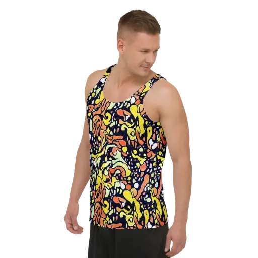 Neon Ink Safari on a Men's Tank Top