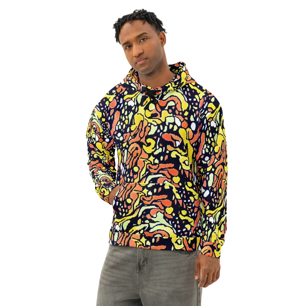 Neon Ink Safari on Cotton Hoodie — Left Front