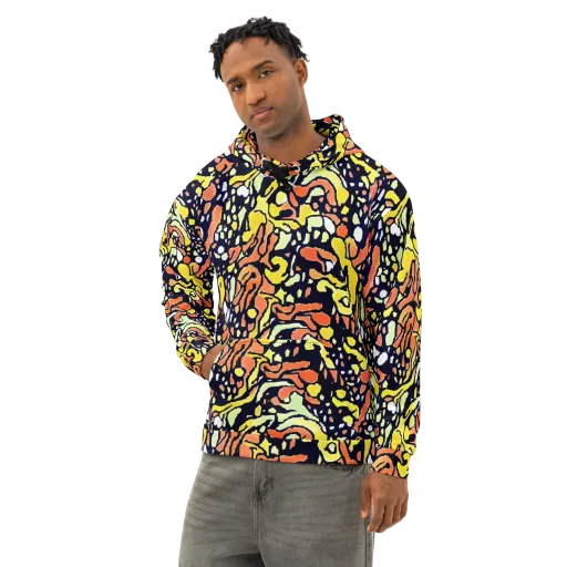 Neon Ink Safari on a Cotton Hoodie