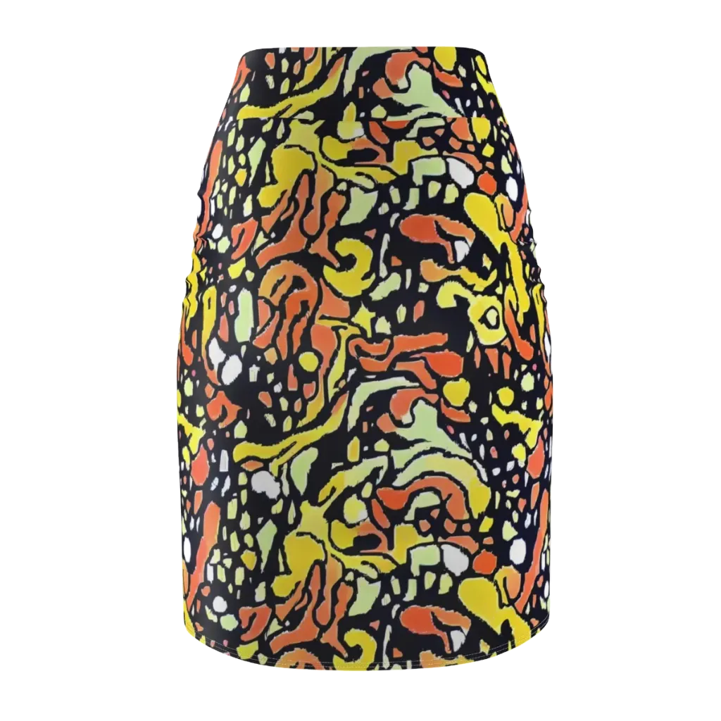 Neon Ink Safari on Pencil Skirt — Back