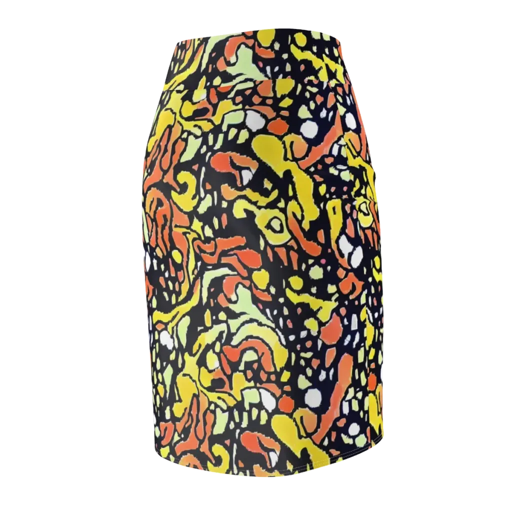 Neon Ink Safari on Pencil Skirt — Back Side