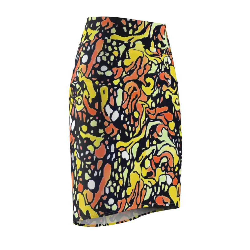 Neon Ink Safari on Pencil Skirt — Front Side