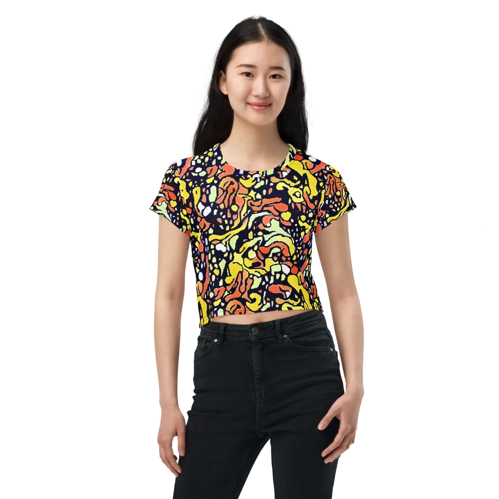 Neon Ink Safari on Crop Tee — Front