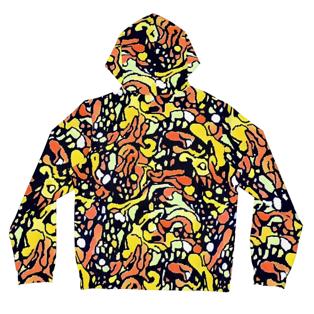 Neon Ink Safari on Women's Full-Zip Hoodie — Back