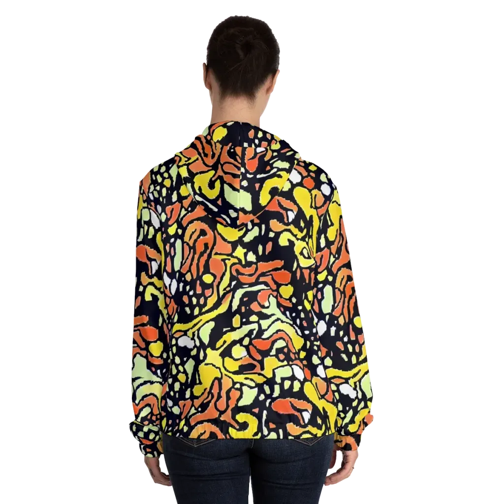 Neon Ink Safari on Women's Full-Zip Hoodie — Back On Person