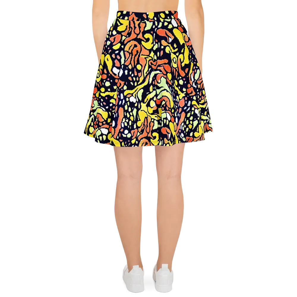 Neon Ink Safari on Skater Skirt — Back