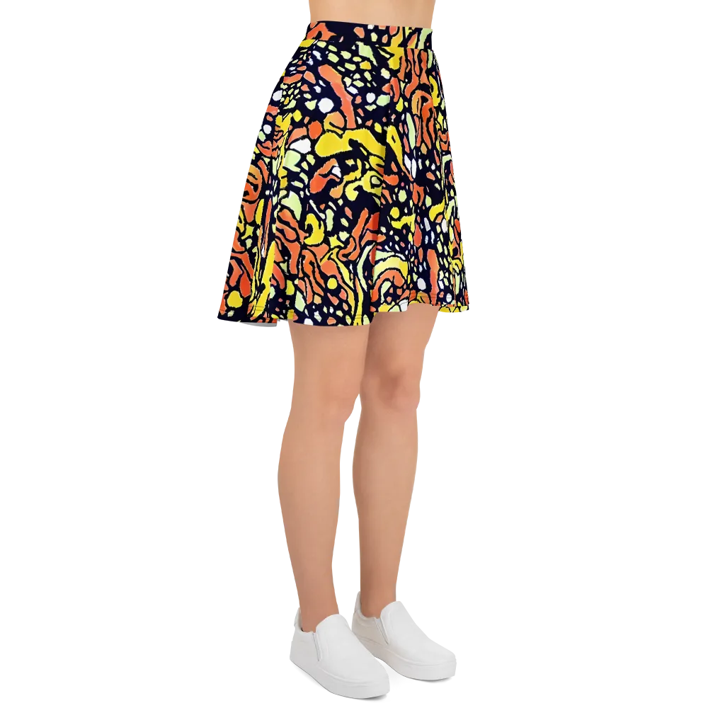 Neon Ink Safari on Skater Skirt — Right