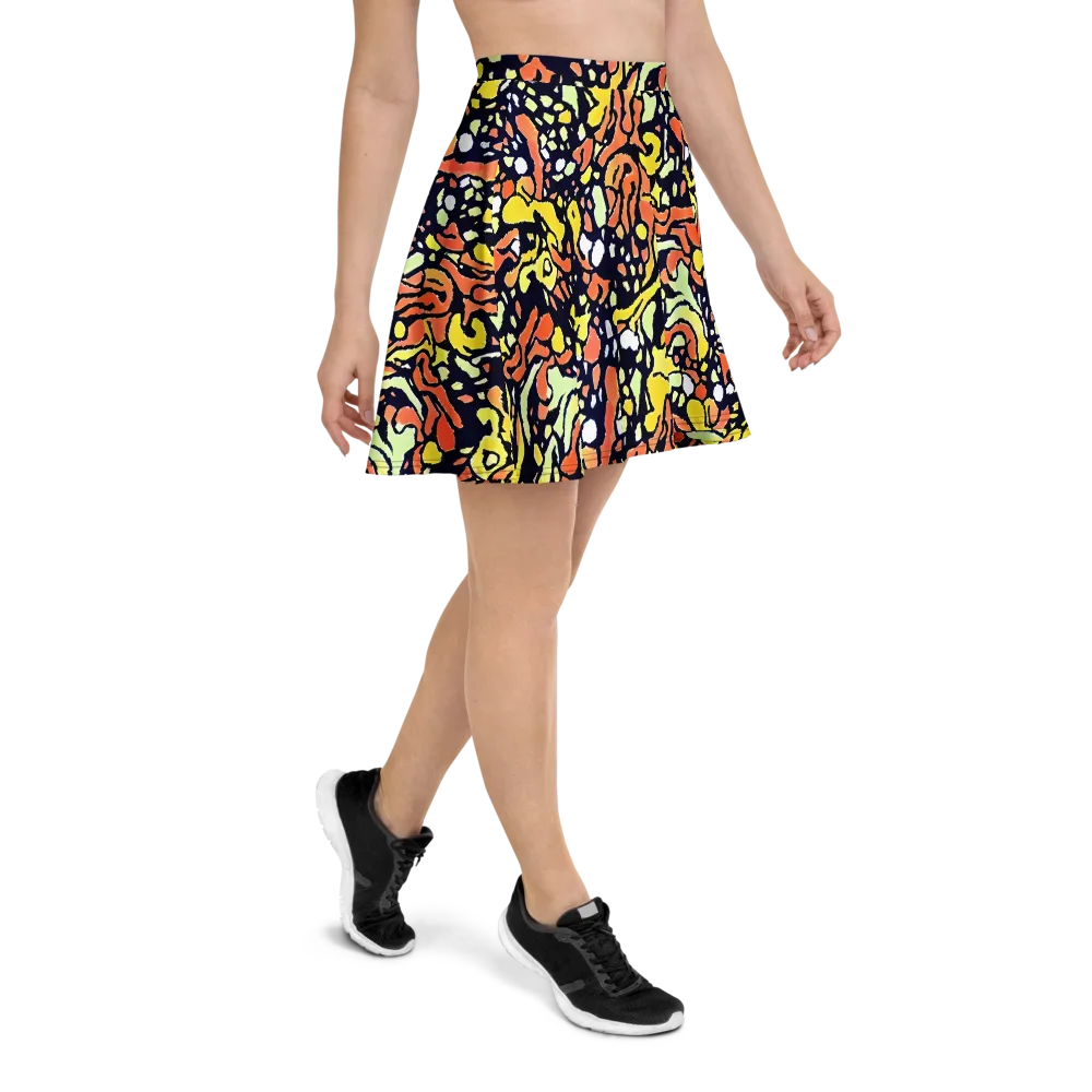 Neon Ink Safari on Skater Skirt — Right