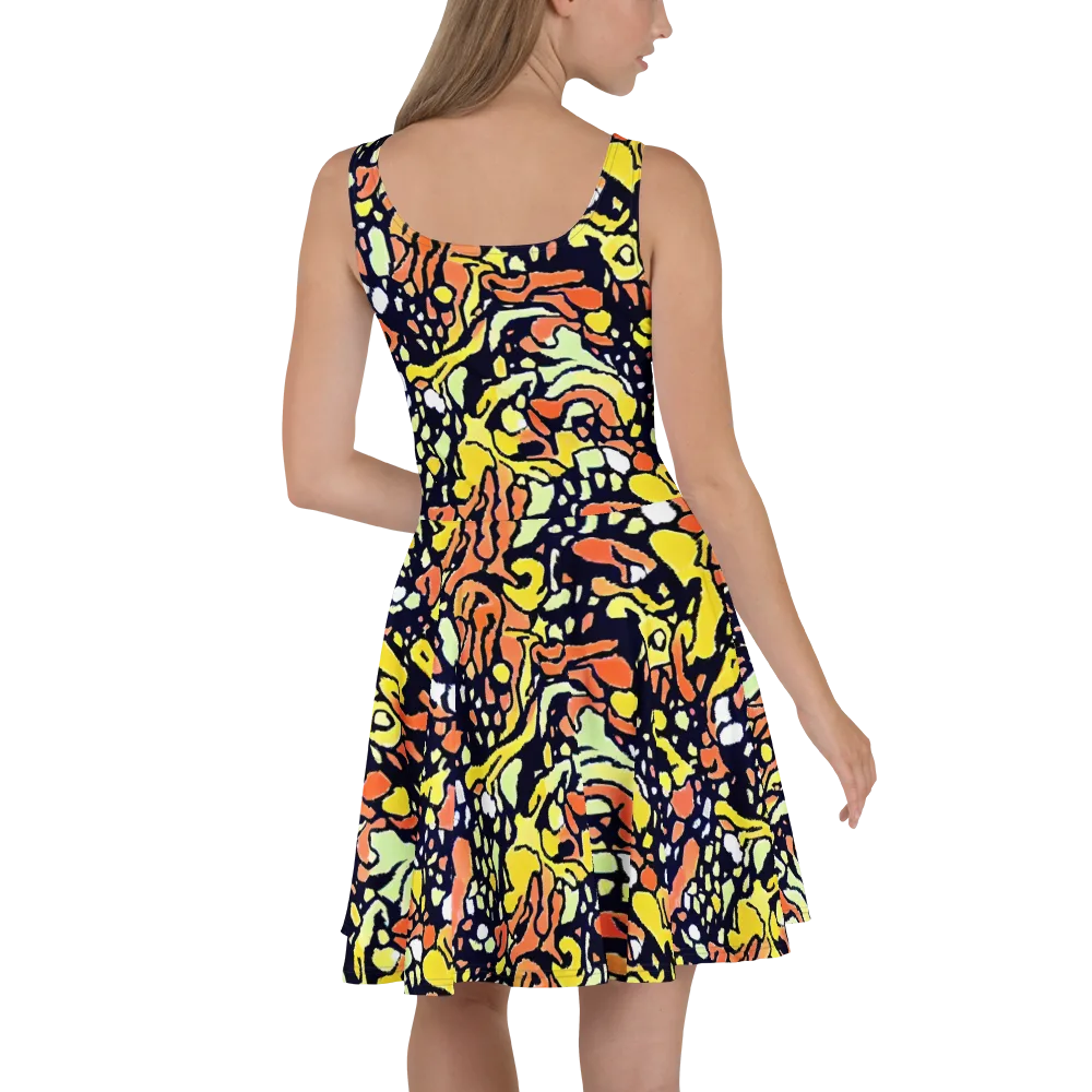 Neon Ink Safari on Skater Dress — Back