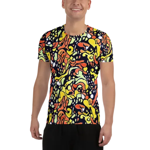 Neon Ink Safari on a Men's Athletic T-Shirt