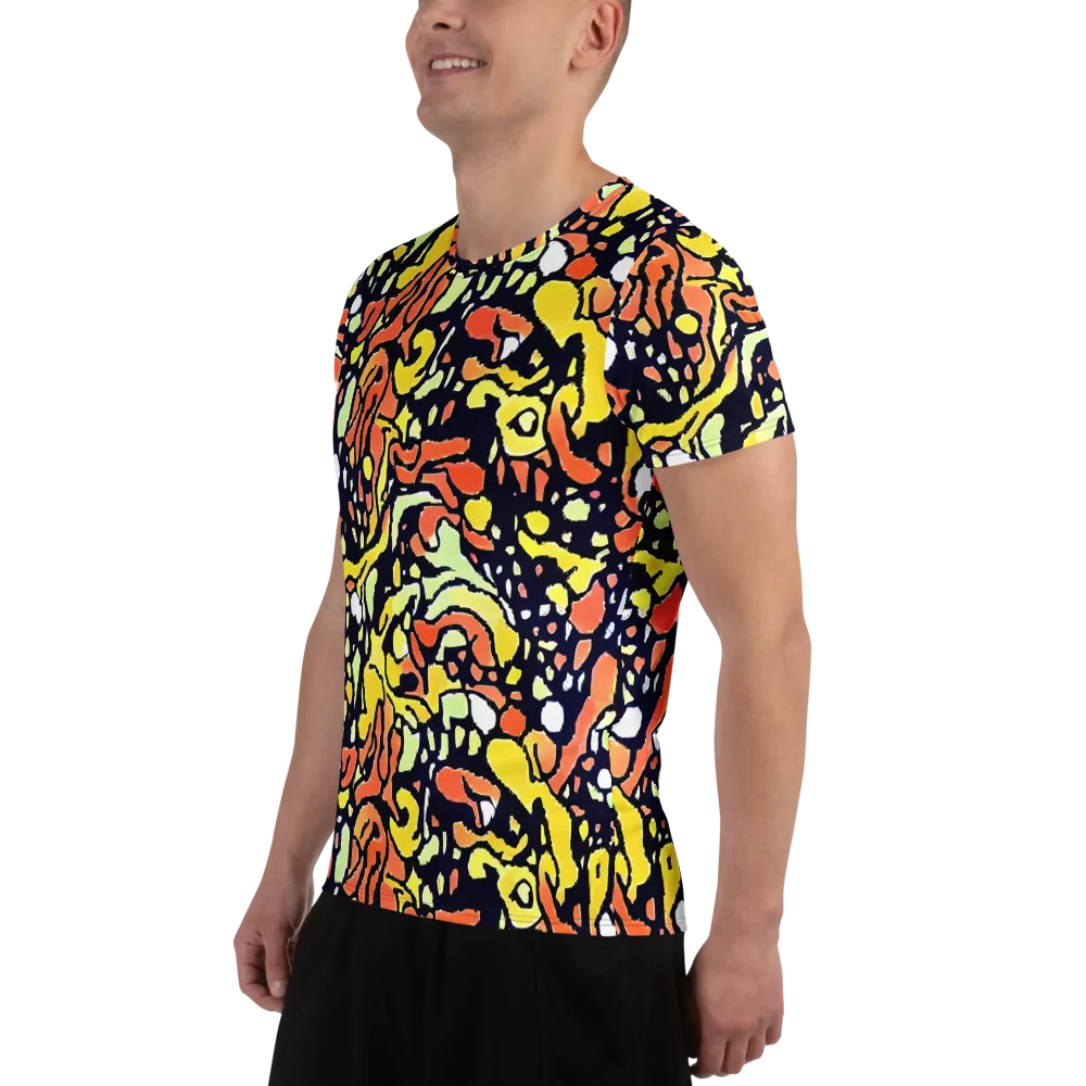 Neon Ink Safari on Men's Athletic T-Shirt — Left