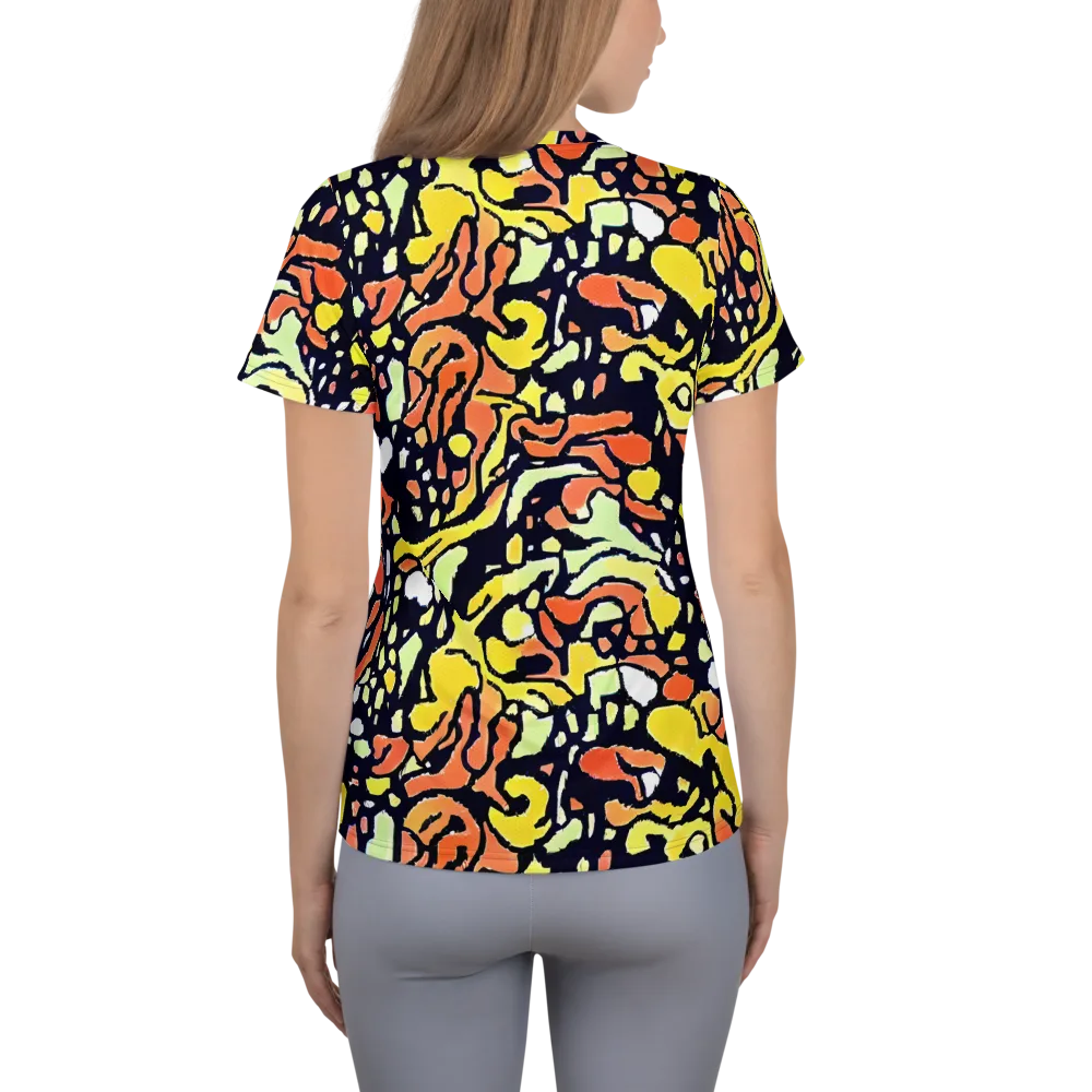 Neon Ink Safari on Women's Athletic T-Shirt — Back