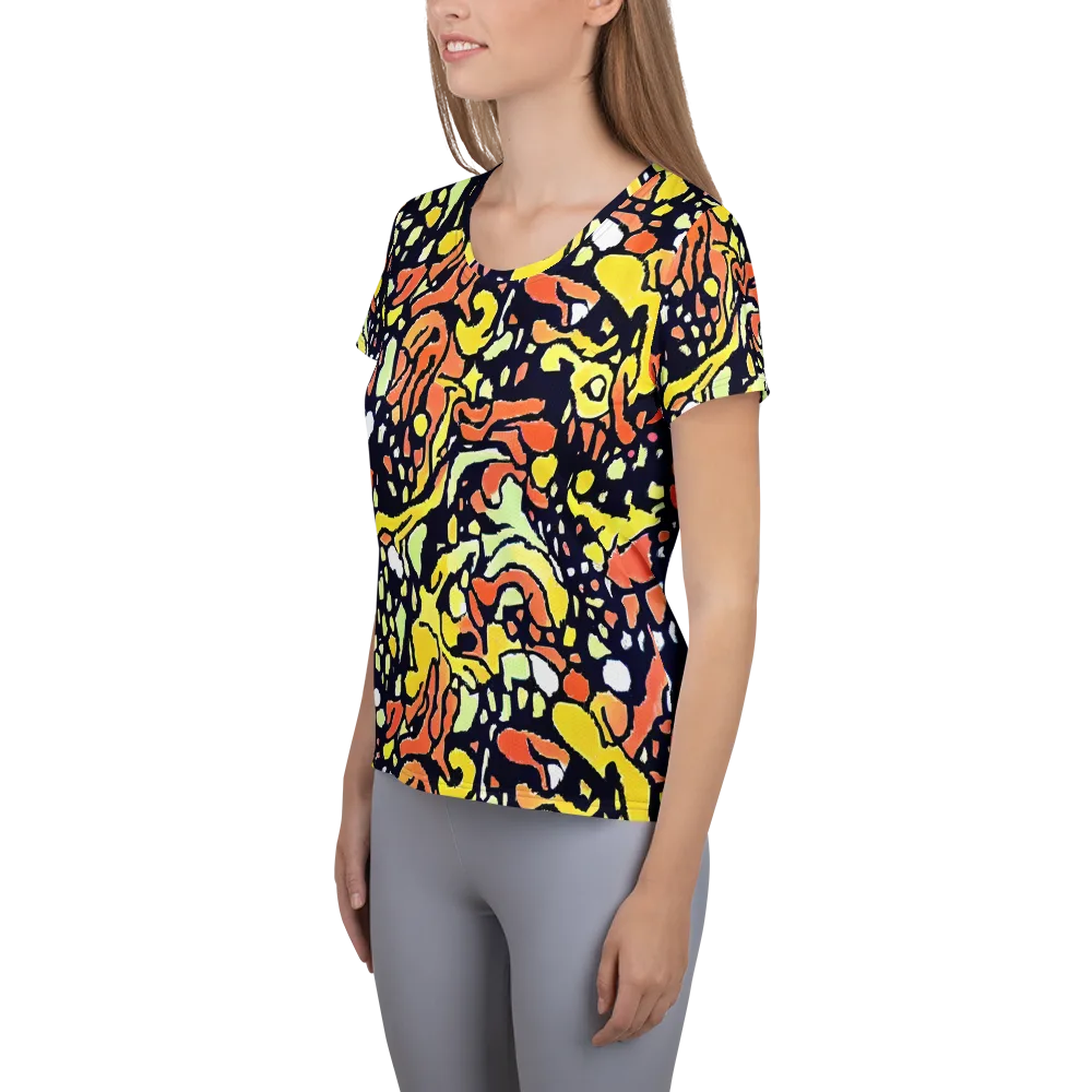 Neon Ink Safari on Women's Athletic T-Shirt — Left