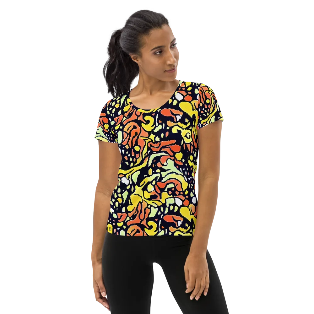 Neon Ink Safari on Women's Athletic T-Shirt — Front